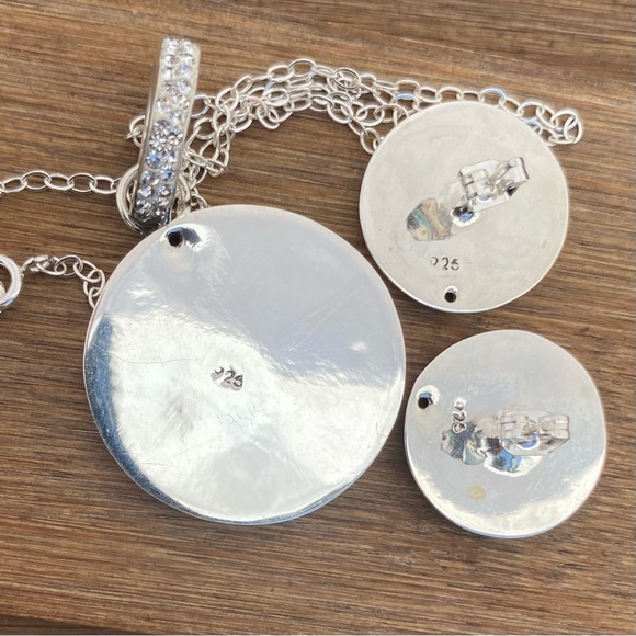 Necklace Earrings Set Bear Imitation 925 Sterling Silver Crystal Oso Plata 925 - Picture 7 of 7